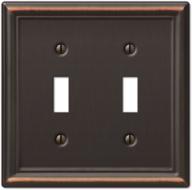 🔲 amerelle 149ttdb chelsea wallplate, 2 toggle, steel, aged bronze, single pack logo