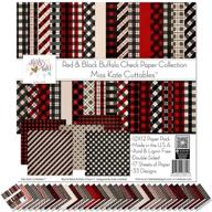 🎨 miss kate cuttables pattern paper pack - red & black buffalo check - 17 double-sided 12"x12" collection with 34 patterns - scrapbooking, card making, crafting essentials logo