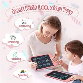 img 2 attached to 🎨 10 Inch Colorful LCD Writing Tablet: Erasable & Reusable Doodle Pad for Kids, Educational Toy for 3-8 Year Old Girls and Boys (Pink)