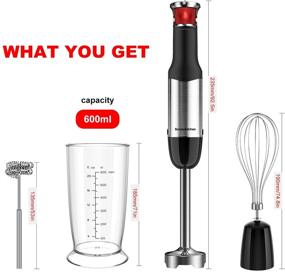 img 2 attached to 🔪 Bonsenkitchen Hand Blender 4-in-1 - Stepless Speed Control & Turbo Mode, 400W Smart Stick with Whisk, Chopper, Milk Frother & Measuring Cup, 304 Stainless Steel