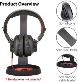 img 2 attached to 🎧 Metal & Silicone Headphone Stand Hanger with Cable Holder - Black Desk Earphone Mount Rack for Sennheiser, Sony, Bose, Beats Gaming Headset Display - Fancy Music Studio Accessories - HS102
