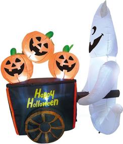 img 2 attached to Spooktacular Joiedomi Halloween 6 FT Inflatable Ghost Pushing 👻 Pumpkin Cart with LEDs – Perfect Halloween Party Indoor/Outdoor Decor!