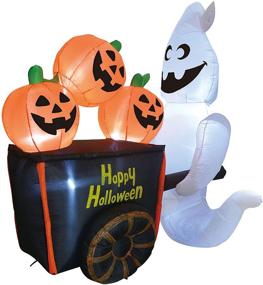 img 3 attached to Spooktacular Joiedomi Halloween 6 FT Inflatable Ghost Pushing 👻 Pumpkin Cart with LEDs – Perfect Halloween Party Indoor/Outdoor Decor!