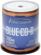 📀 100pk spindle optical quantum blue azo cd-r 700mb 52x white inkjet hub printable recordable media disc - oqcd52bwiph-bx logo