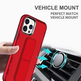 img 1 attached to 📱 AB Business Group iPhone 12 Pro Shockproof Case with Magnetic Folding Kickstand, Hand and Finger Strap, Metal Stand for Car Mount