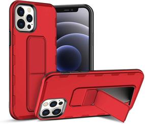 img 4 attached to 📱 AB Business Group iPhone 12 Pro Shockproof Case with Magnetic Folding Kickstand, Hand and Finger Strap, Metal Stand for Car Mount