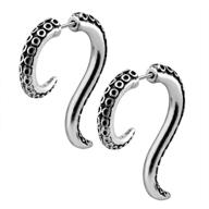 🐙 oufer 2pcs 18g stainless steel octopus earrings fake spiral tapers - enhancing gauges imitation plug taper set logo