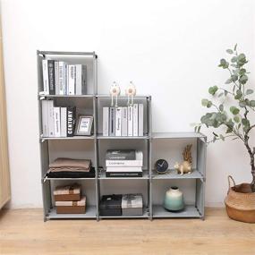 img 1 attached to 📚 YCOCO 9 Cubes Office Storage Shelf - Adjustable DIY Bookshelf for Kids and Home Furniture - Stackable Plastic Storage Cabinet in Grey