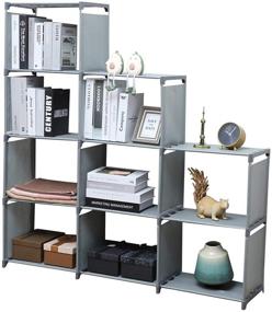 img 4 attached to 📚 YCOCO 9 Cubes Office Storage Shelf - Adjustable DIY Bookshelf for Kids and Home Furniture - Stackable Plastic Storage Cabinet in Grey