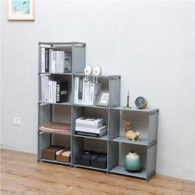 img 2 attached to 📚 YCOCO 9 Cubes Office Storage Shelf - Adjustable DIY Bookshelf for Kids and Home Furniture - Stackable Plastic Storage Cabinet in Grey