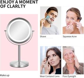 img 2 attached to 💄 GloRiastar Cordless LED Makeup Mirror - Double Sided Round Vanity Mirror with 1x/10x Magnification, Chrome Finish