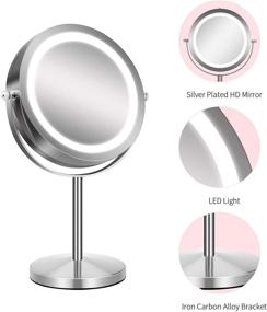 img 1 attached to 💄 GloRiastar Cordless LED Makeup Mirror - Double Sided Round Vanity Mirror with 1x/10x Magnification, Chrome Finish