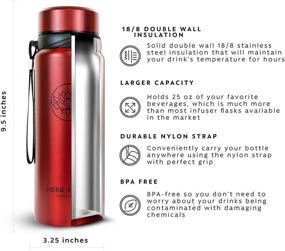 img 3 attached to 25 oz Multi-Functional Travel Mug and Tumbler with Tea Infuser, Fruit Infuser Flask, Hot & Cold Double Wall Stainless Steel Coffee Thermos by Here & Now Supply Co. (Sacred Red)