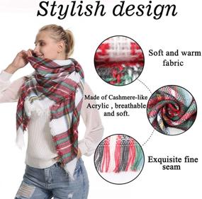 img 1 attached to Warm Chunky Fall Tartan Wrap Scarf for Women - Fashionable Tassel Winter Scarves, Large Plaid Blanket Shawl Ideal for Travel