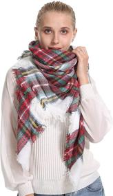 img 3 attached to Warm Chunky Fall Tartan Wrap Scarf for Women - Fashionable Tassel Winter Scarves, Large Plaid Blanket Shawl Ideal for Travel