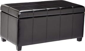 img 4 attached to 🔲 Stylish and Functional: First Hill FHW Bench Collection Rectangular Storage Ottoman in Midnight Black