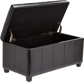 img 3 attached to 🔲 Stylish and Functional: First Hill FHW Bench Collection Rectangular Storage Ottoman in Midnight Black