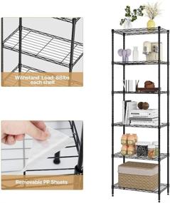 img 2 attached to 🗄️ NATRKE 6-Tier Wire Shelving Unit: Adjustable, Heavy Duty Black Storage Shelves with Leveling Feet - Ideal for Organizing Kitchen