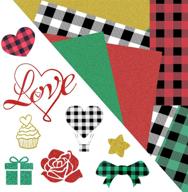 🎄 12 sheets of buffalo plaid heat transfer vinyl for christmas crafts, diy, cloth decoration - glitter heat transfer vinyl in multiple colors (10×12 inch) logo