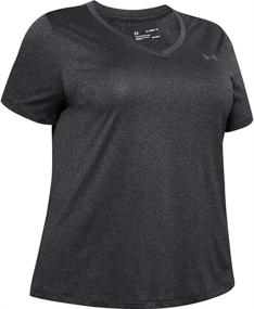 img 1 attached to 👕 Stay Comfortable and Chic with Under Armour Women's Tech Solid Short Sleeve V-Neck