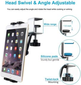 img 2 attached to 📱 Under Cabinet Tablet & Phone Clamp Holder Stand - woleyi Easy-Install Kitchen Cabinet Mount for iPad Pro 9.7, 10.5, 12.9 Air Mini, iPhone, Galaxy Tabs, Switch, More 4-13" Tablets and Cellphones