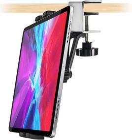 img 4 attached to 📱 Under Cabinet Tablet & Phone Clamp Holder Stand - woleyi Easy-Install Kitchen Cabinet Mount for iPad Pro 9.7, 10.5, 12.9 Air Mini, iPhone, Galaxy Tabs, Switch, More 4-13" Tablets and Cellphones