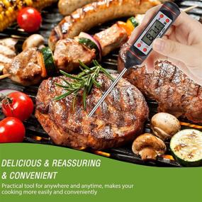 img 1 attached to 🌡️ 6-Piece Waterproof Digital Meat Thermometers with Instant Read, Long Probe, LCD Screen, and Protective Sleeve - Ideal for BBQ Grilling, Cooking Food, Meat, and Water in the Kitchen