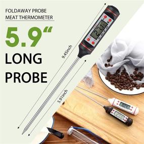 img 3 attached to 🌡️ 6-Piece Waterproof Digital Meat Thermometers with Instant Read, Long Probe, LCD Screen, and Protective Sleeve - Ideal for BBQ Grilling, Cooking Food, Meat, and Water in the Kitchen