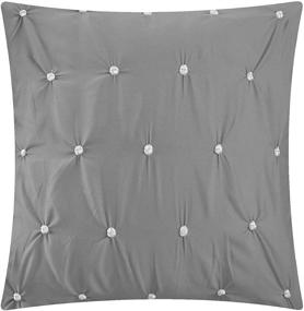 img 1 attached to 🛏️ Chic Home Cheryl Queen Grey 10 Piece Comforter Set with Pleated Ruched Ruffles, Includes Sheet Set - Complete Bedding Bag