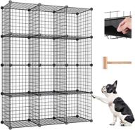 📦 wishwill metal wire cube storage organizer, 12 cube shelving, stackable modular storage organizaer, diy closet cabinet bookshelf for living room, bedroom, office - black logo