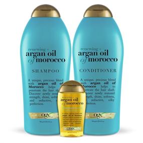 img 4 attached to 🌿 OGX Renewing Argan Oil of Morocco Hair Care Set - Shampoo & Conditioner 25.4 oz, Penetrating Oil 4 oz