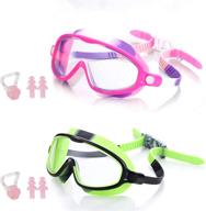 🏊 kids and teens 2-pack wide view swimming goggles - no leak, anti-fog, uv protection logo