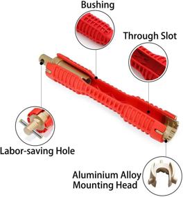 img 2 attached to 🔧 Эффективный инструмент для установки смесителя и раковины 8 в 1 - двусторонний гаечный ключ для водопроводных работ, сантехников и домовладельцев (красный)