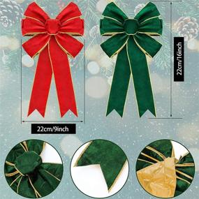 img 3 attached to 🎀 WILLBOND Set of 4 Holiday bows: 9 x 16 Inch Red/Gold & Green/Golden Bows for Christmas Tree Crafts and Festive Bow Decoration