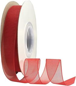 img 3 attached to 🎀 50 Yards of Red Shimmer Sheer Organza Ribbon - DUOQU 1/2 inch Wide