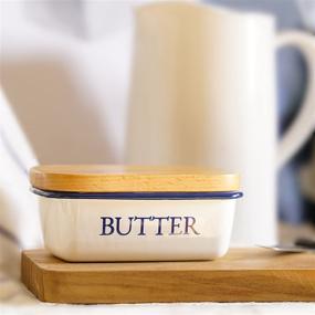 img 1 attached to Beechwood Enamel Butter Dish: SveBake's Stylish and Functional Holder