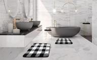🛀 homelex buffalo check bathroom rugs sets 2 piece - non-slip, highly absorbent black and white bath mats... logo
