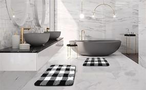 img 4 attached to 🛀 HOMELEX Buffalo Check Bathroom Rugs Sets 2 Piece - Non-Slip, Highly Absorbent Black and White Bath Mats...
