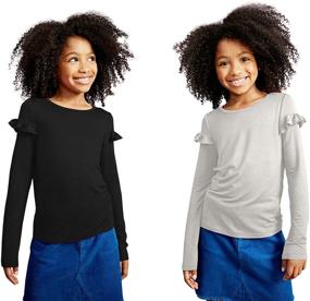 img 2 attached to 👚 Ruffle Crew Black Girls' Clothing by KIDPIK Cream