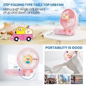 img 1 attached to 🌬️ INXDOLHOM Handheld Fan USB Fan - Portable USB Rechargeable Cooling Fan, Compact Table Fan for Outdoors, Indoors, Travel - 270° Foldable Design