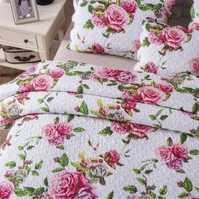 img 1 attached to Dreamy DaDa Bedding Romantic Roses Bedspread - Enchanting Spring Pink & White Floral Scalloped Lightweight Coverlet Set - Luxurious Quilted King Size - Includes Pillow Shams - 3-Piece Set