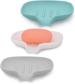 img 4 attached to 🧼 AIMAI Silicone Soap Dish with Drain, 3-Pack Bar Soap Holder for Shower/Bathroom, Self Draining Waterfall Soap Tray/Saver for Kitchen, Keep Soap Dry & Clean Easily