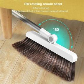 img 2 attached to 🧹 Upgraded Active Broom and Dustpan Set - Long Handled, Upright Standing Lobby Broom and Store Sweep - Lightweight, Robust and Great Edge Performance (with Clip-on Handle)