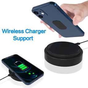 img 3 attached to 📲 Wireless Charging Phone Ring Stand with Finger Kickstand - 360° Rotation, Magnetic Car Mount Compatible - Black (2 Pack)