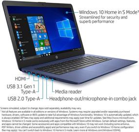 img 3 attached to HP Stream 14-inch Laptop, AMD Dual-Core A4-9120E Processor, 4GB RAM, 32GB eMMC Storage, Windows 10 Home in S Mode with Office 365 Personal for 1 Year (14-ds0010nr, Royal Blue)