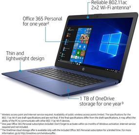 img 2 attached to HP Stream 14-inch Laptop, AMD Dual-Core A4-9120E Processor, 4GB RAM, 32GB eMMC Storage, Windows 10 Home in S Mode with Office 365 Personal for 1 Year (14-ds0010nr, Royal Blue)