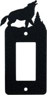 🐺 howling wolves single rocker light switch & single duplex wall plate - black (gfci compatible) logo
