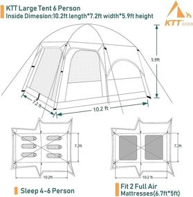 img 2 attached to Spacious KTT Large Tent for Family and Friends Gathering - 4~6 Person, Waterproof, Double Layer, 2 Rooms, 3 Doors, and 3 Windows with Mesh - Perfect for Outdoor Adventures and Camping