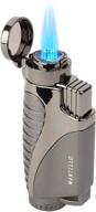 🔥 mantello ignite triple jet flame butane lighter for cigarettes - torch lighter - high-quality smoking accessories & gifts - refillable tank, adjustable gas knob, windproof fire logo