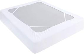 img 4 attached to 🛏️ Bed Skirt Alternative: Elastic Wrap Around Box Spring Cover for Queen Size Beds [White, Fits up to 13"]